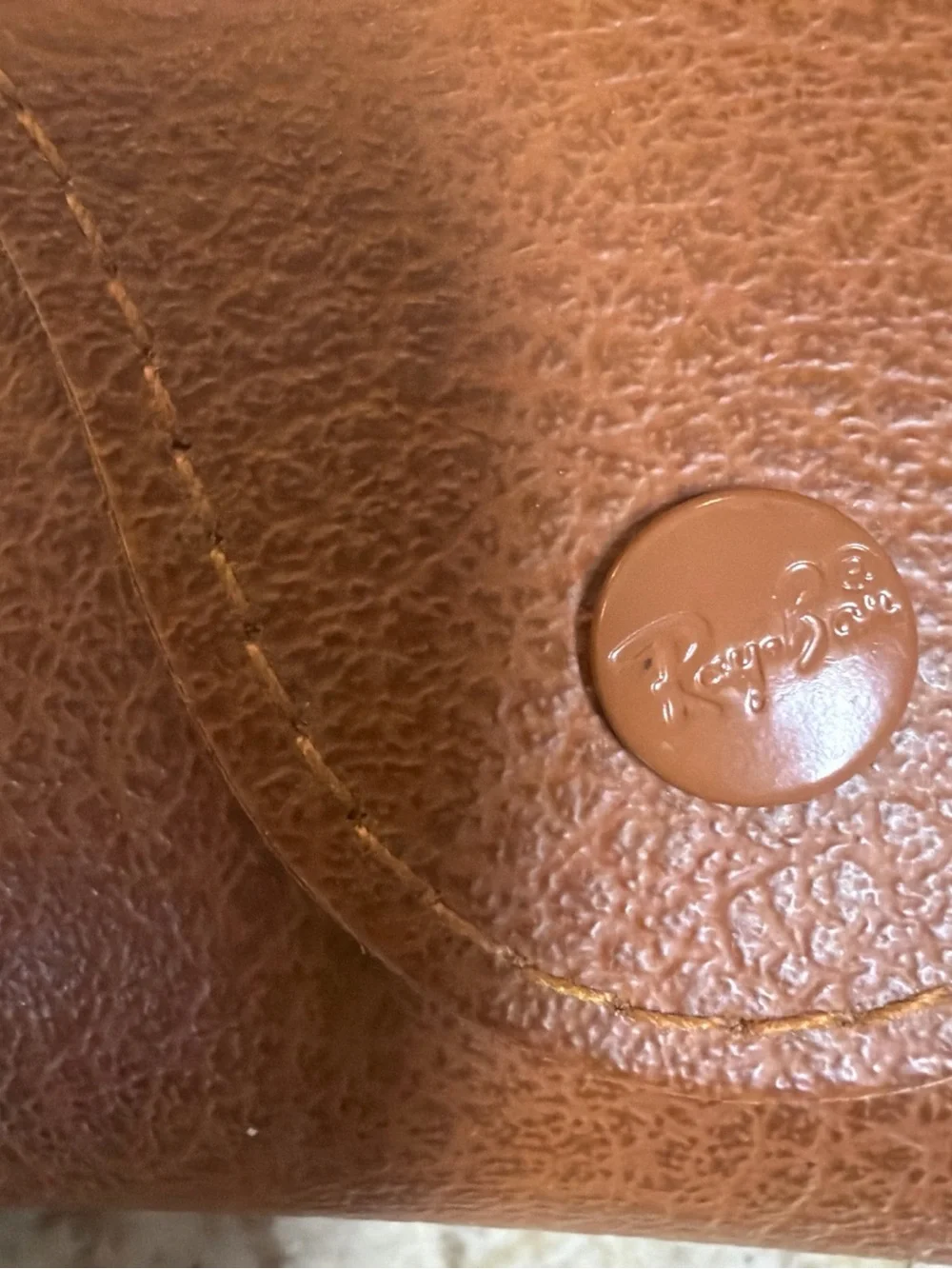 Ray-Ban Brown Pebbled Leather Sunglasses Case with Cloth